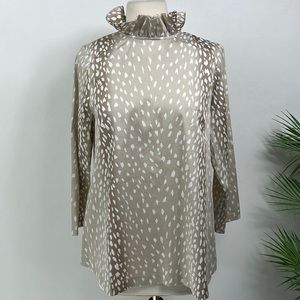 Tuckernuck Antelope Faye Blouse Ruffled Collar Tie Cream Neutral Medium